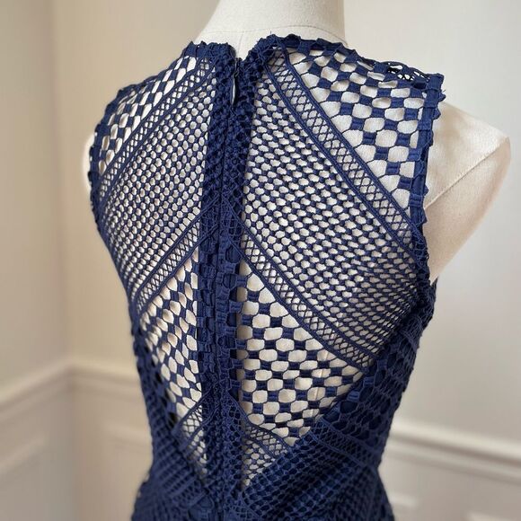 NWT Adelyn Rae Navy Dark Blue Crochet Lace Sheath Dress XS - Picture 8 of 10